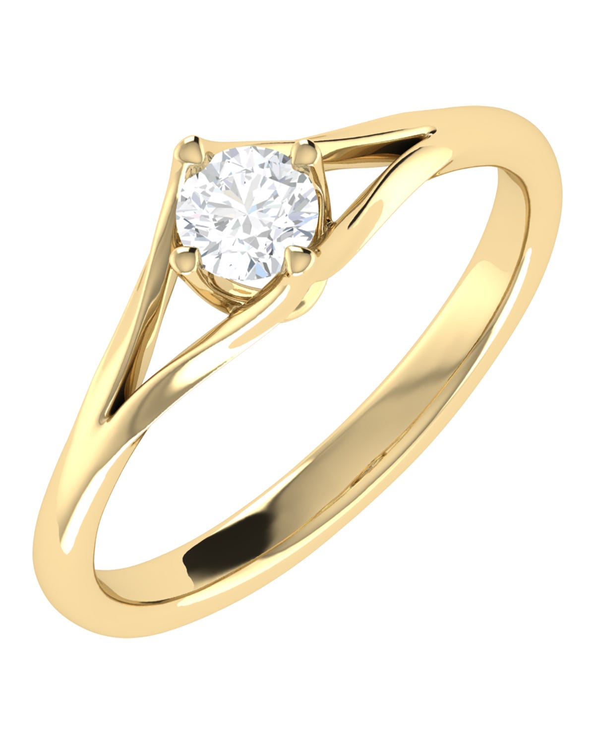 Solitario de compromiso en oro amarillo 14k con 30 puntos de diamante