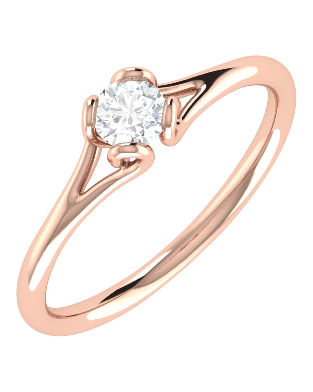 Solitario de compromiso en oro rosa 14k con diamante brillante