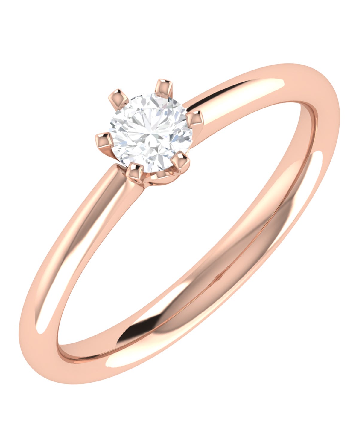 Solitario de compromiso en oro rosa 14k con 30 puntos de diamante