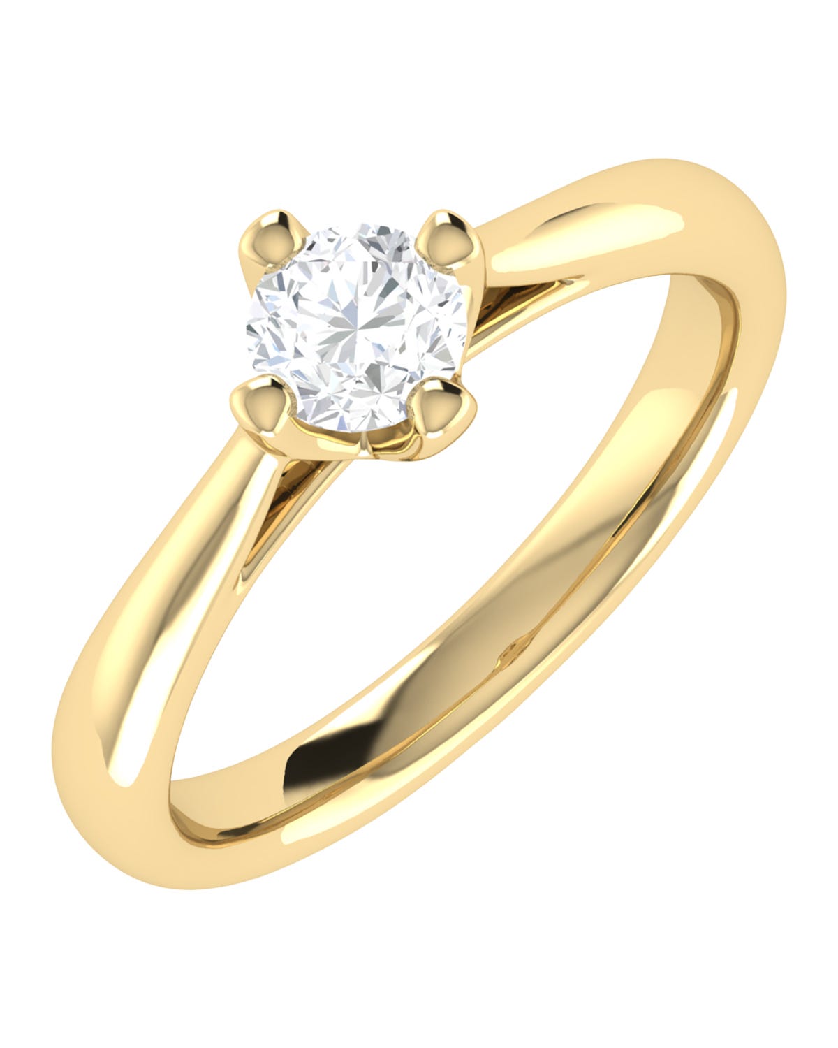 Solitario de compromiso en oro amarillo 14k con diamante brillante