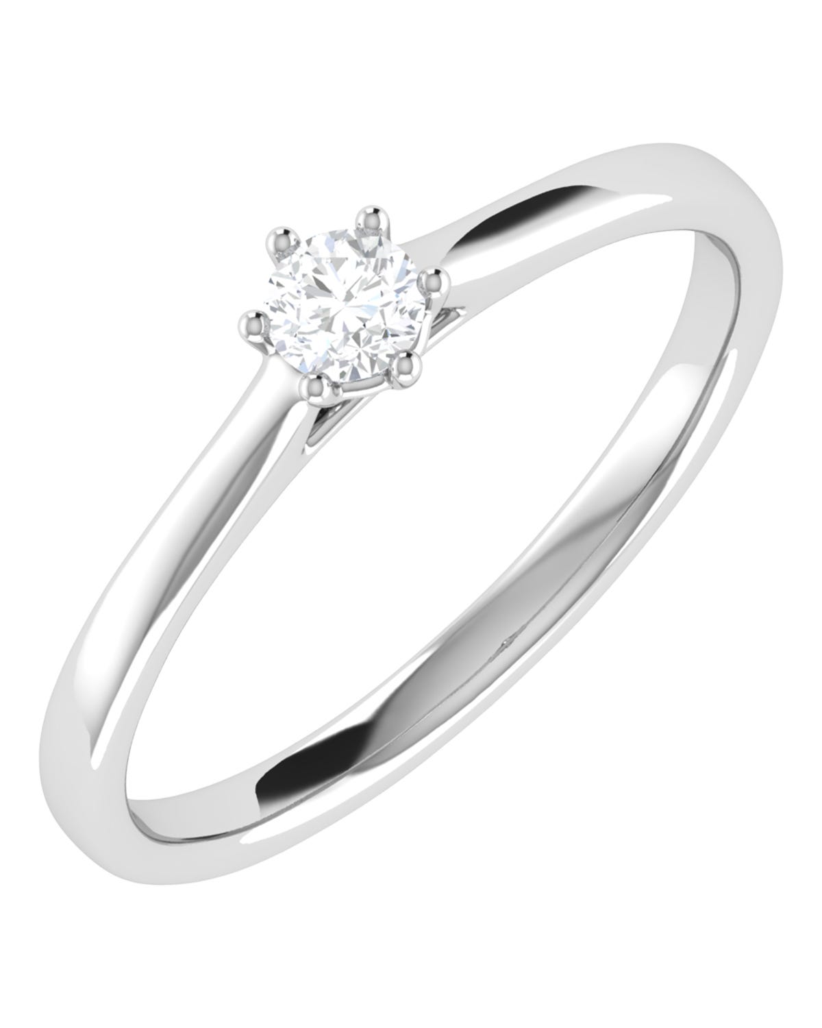Solitario de compromiso en oro blanco 14k con 15 puntos de diamante