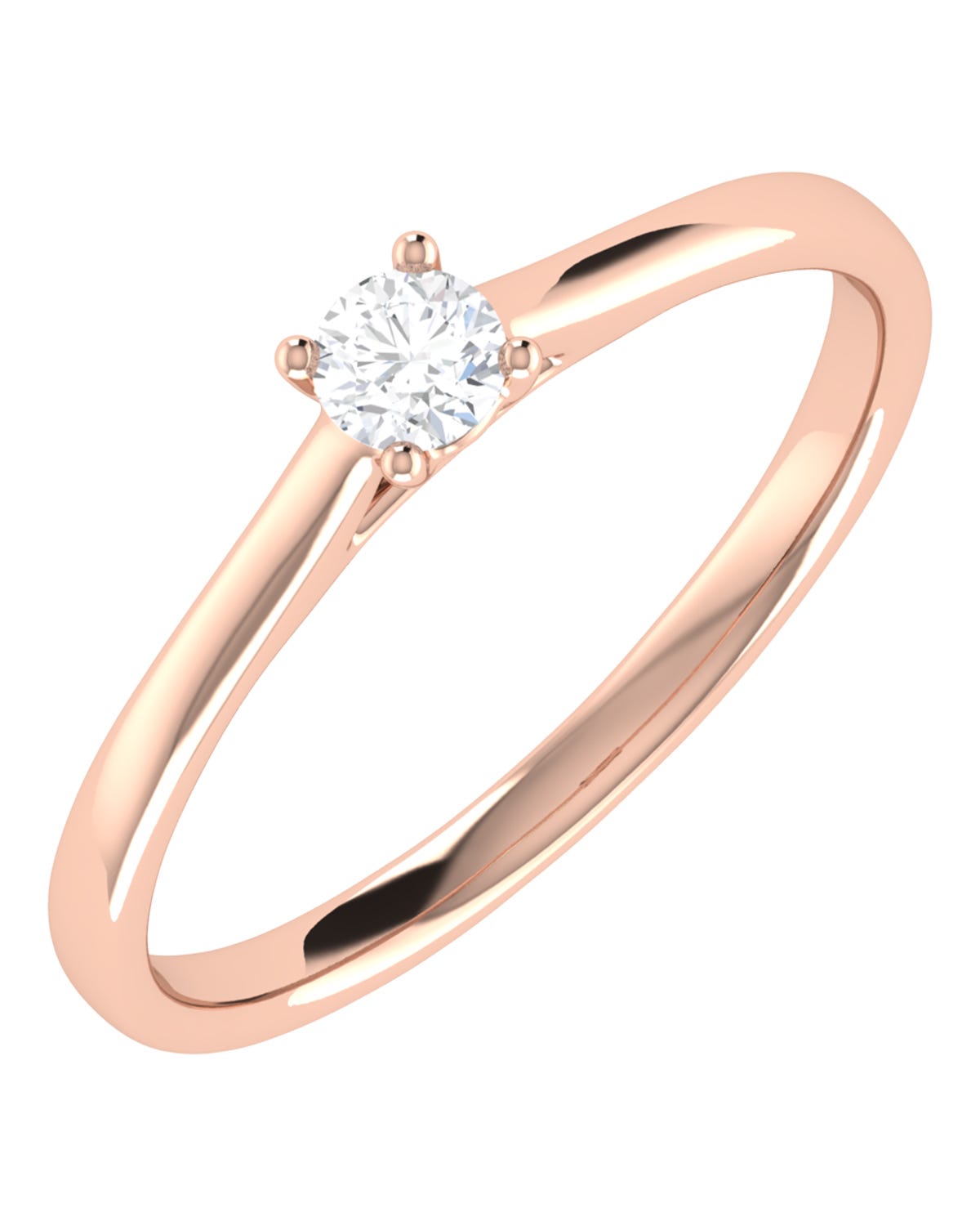 Solitario de compromiso en oro rosa 14k con 15 puntos de diamante