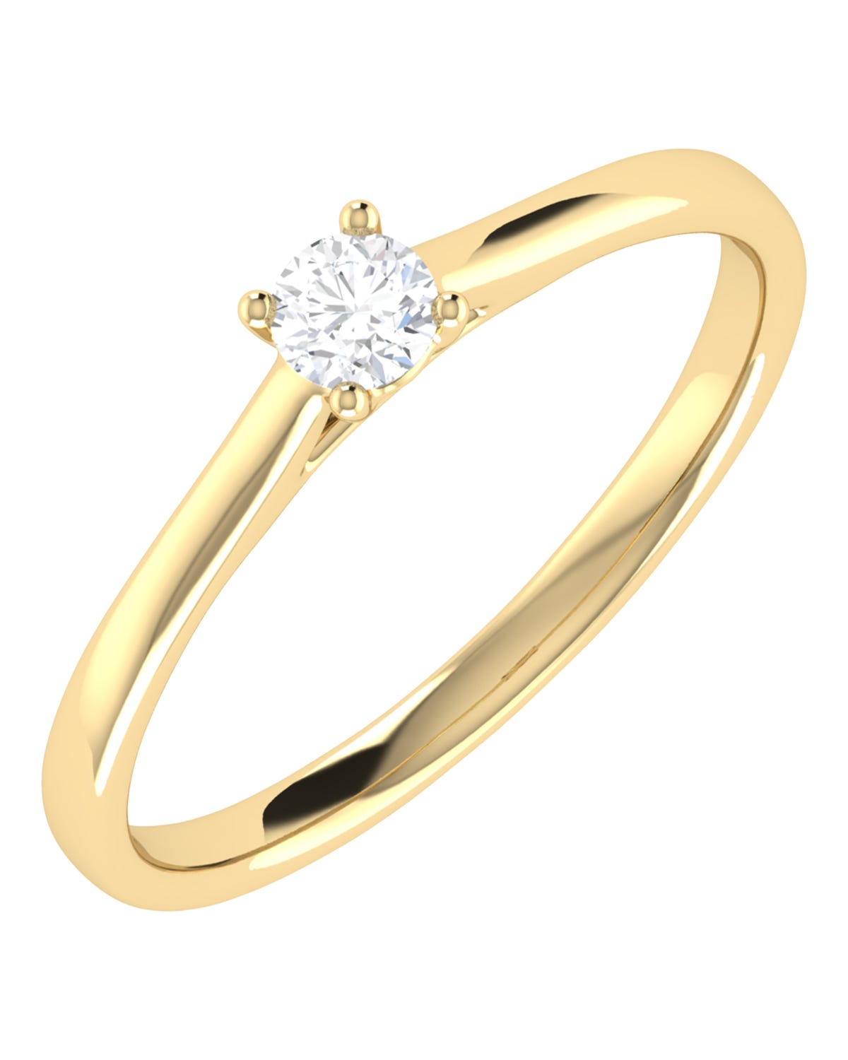 Solitario de compromiso en oro amarillo 14k con 20 puntos de diamante