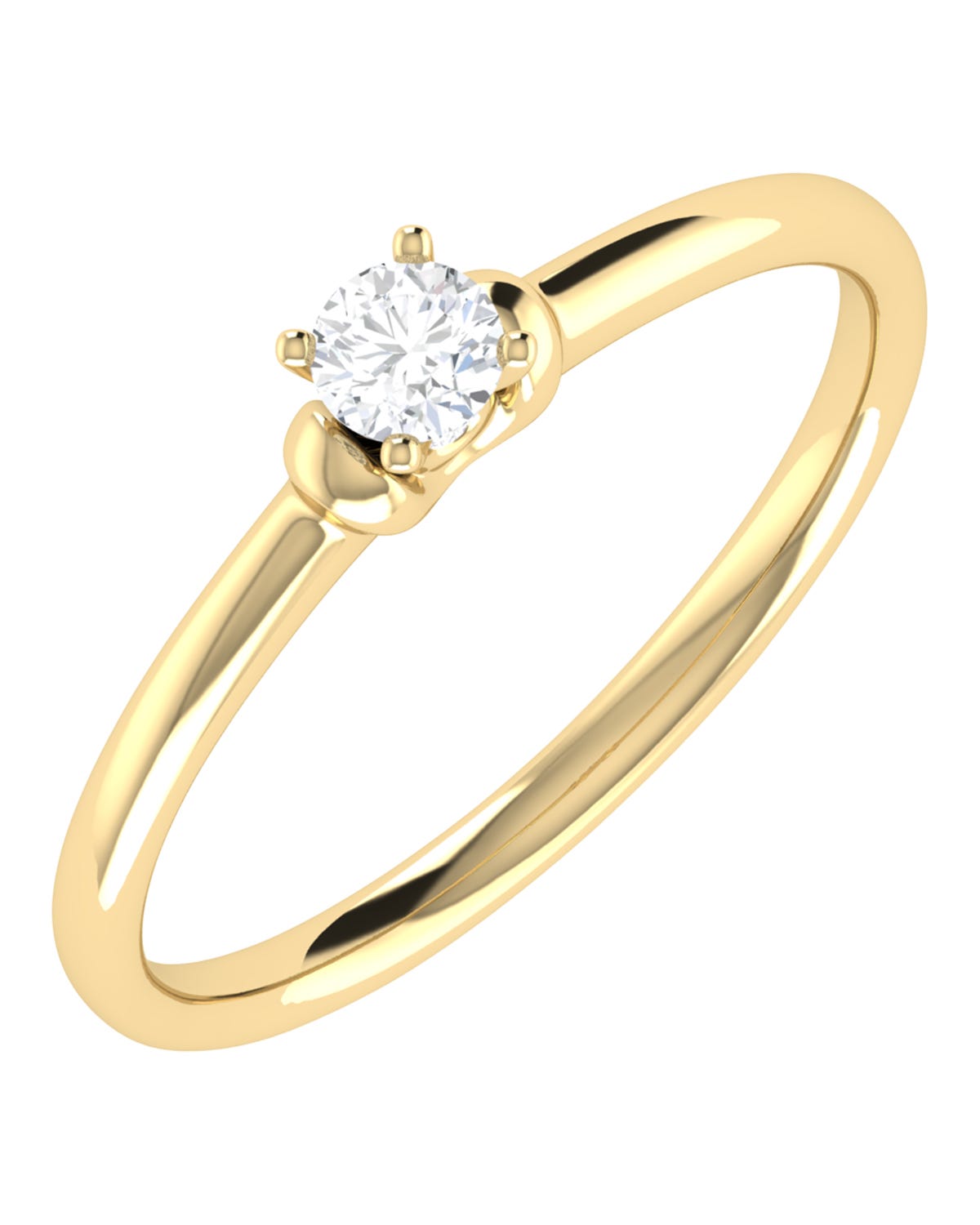 Solitario de compromiso en oro amarillo 14k con diamante brillante