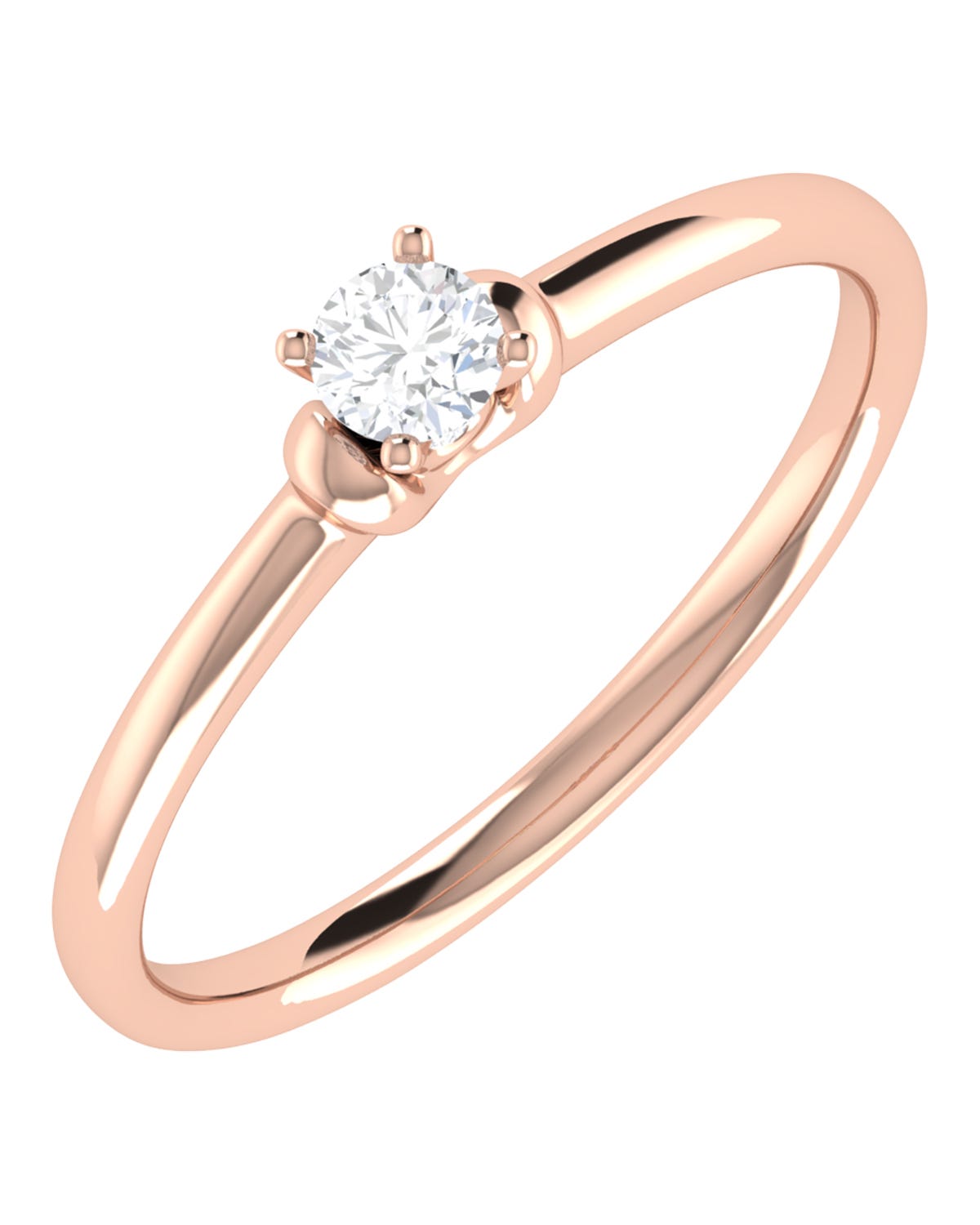 Solitario de compromiso en oro rosa 14k con diamante brillante