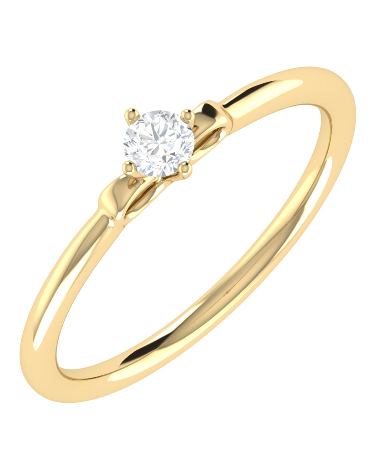 Solitario de compromiso en oro amarillo 14k con diamante brillante