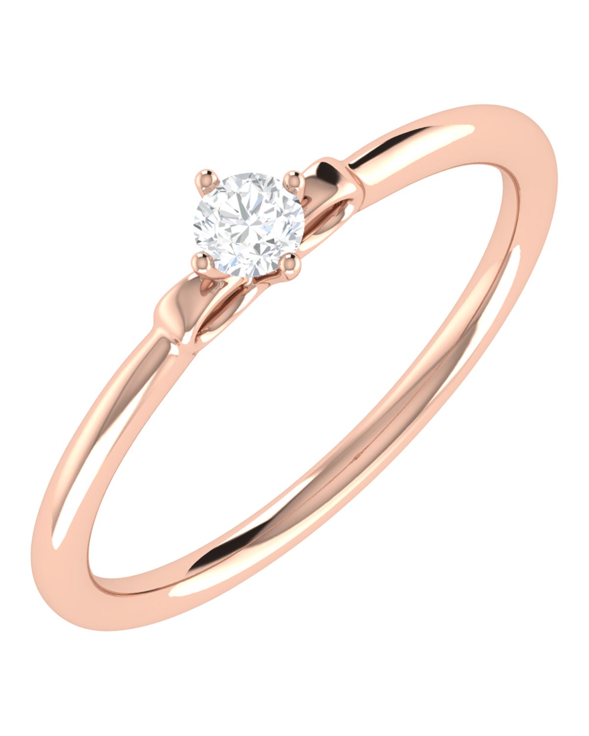 Solitario de compromiso en oro rosa 14k con diamante brillante