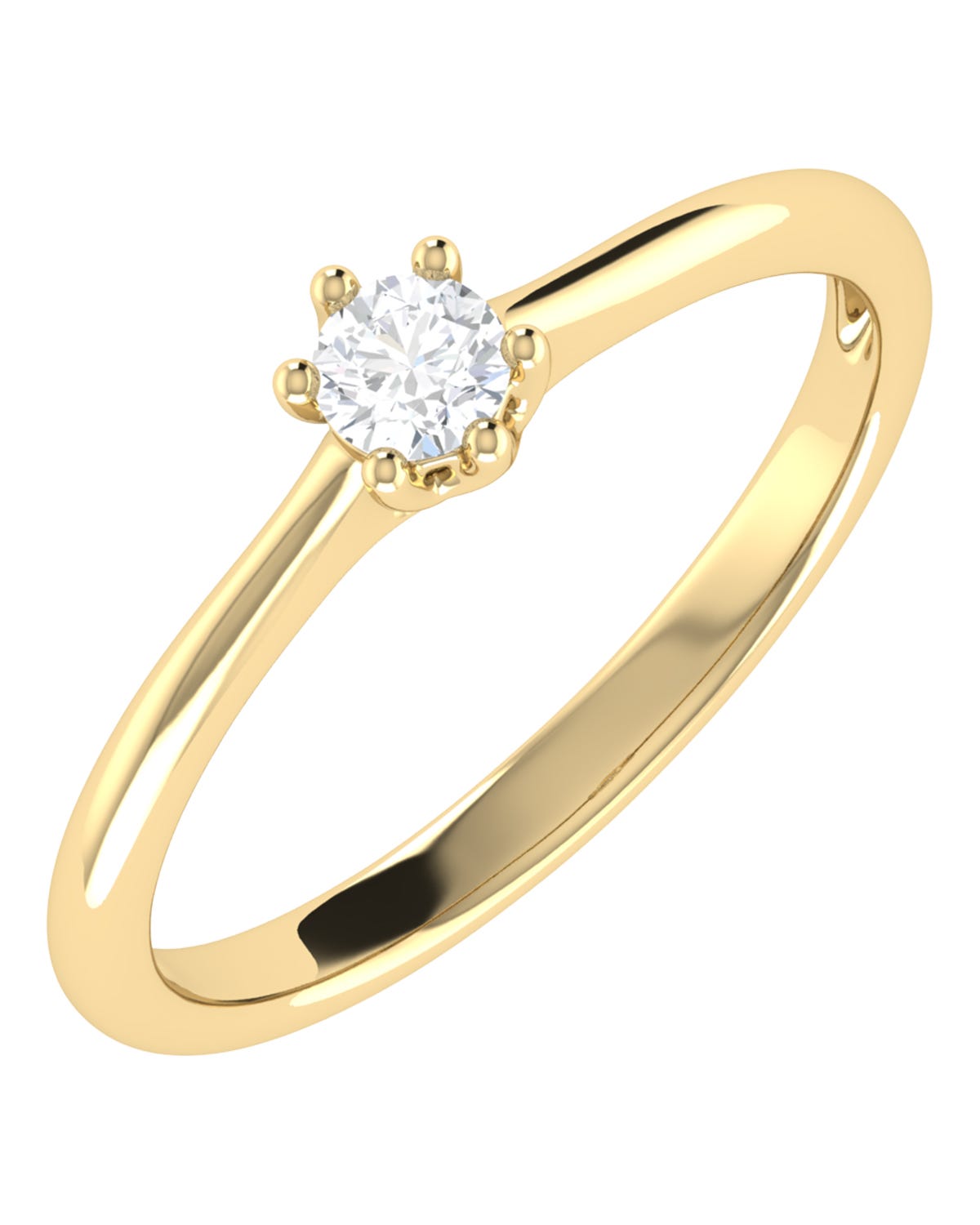 Solitario de compromiso en oro amarillo 14k con 15 puntos de diamante