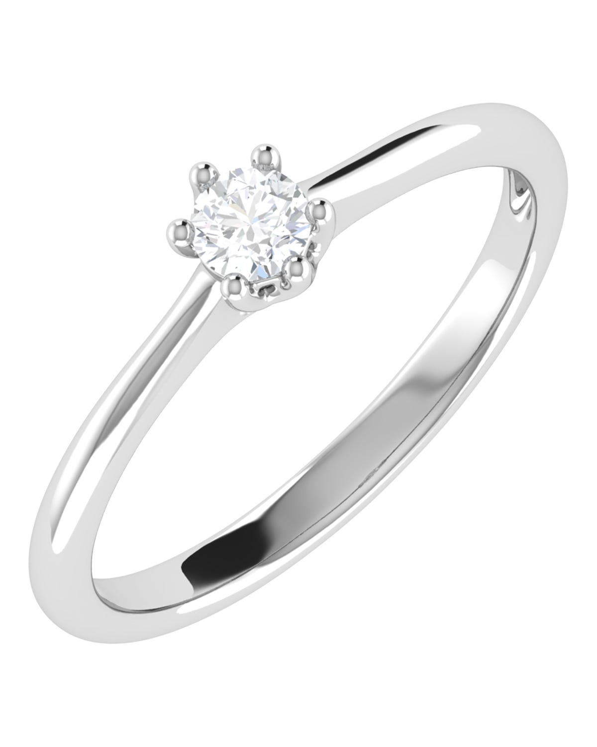 Solitario de compromiso en oro blanco 14k con 15 puntos de diamante