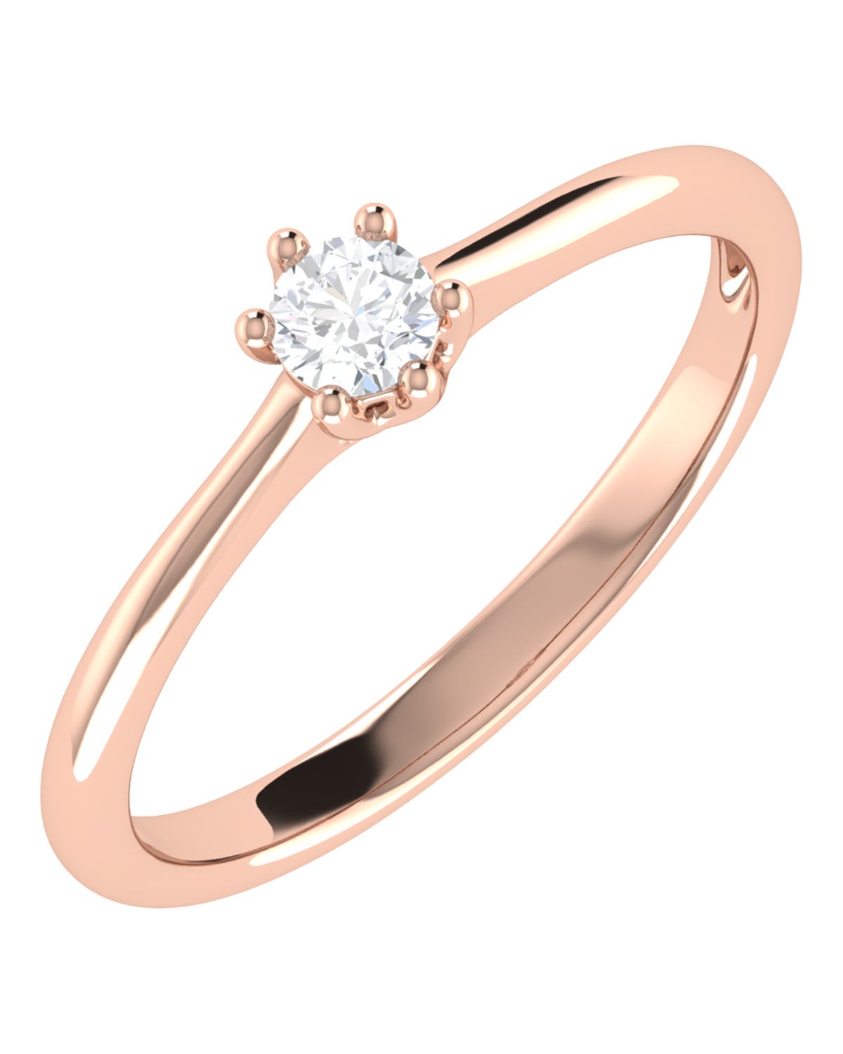 Solitario de compromiso en oro rosa 14k con 15 puntos de diamante