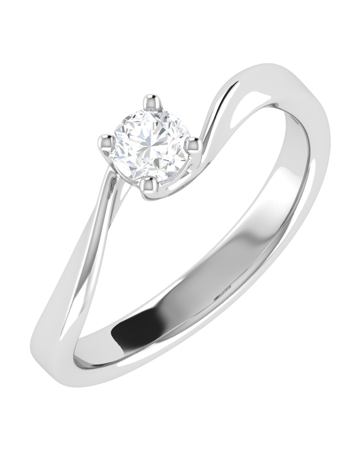 Solitario de compromiso en oro blanco 14k con diamante brillante