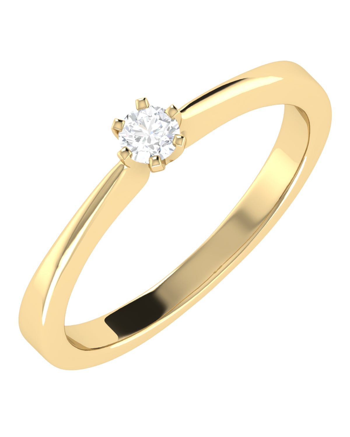 Solitario de compromiso en oro amarillo 14k con diamante brillante