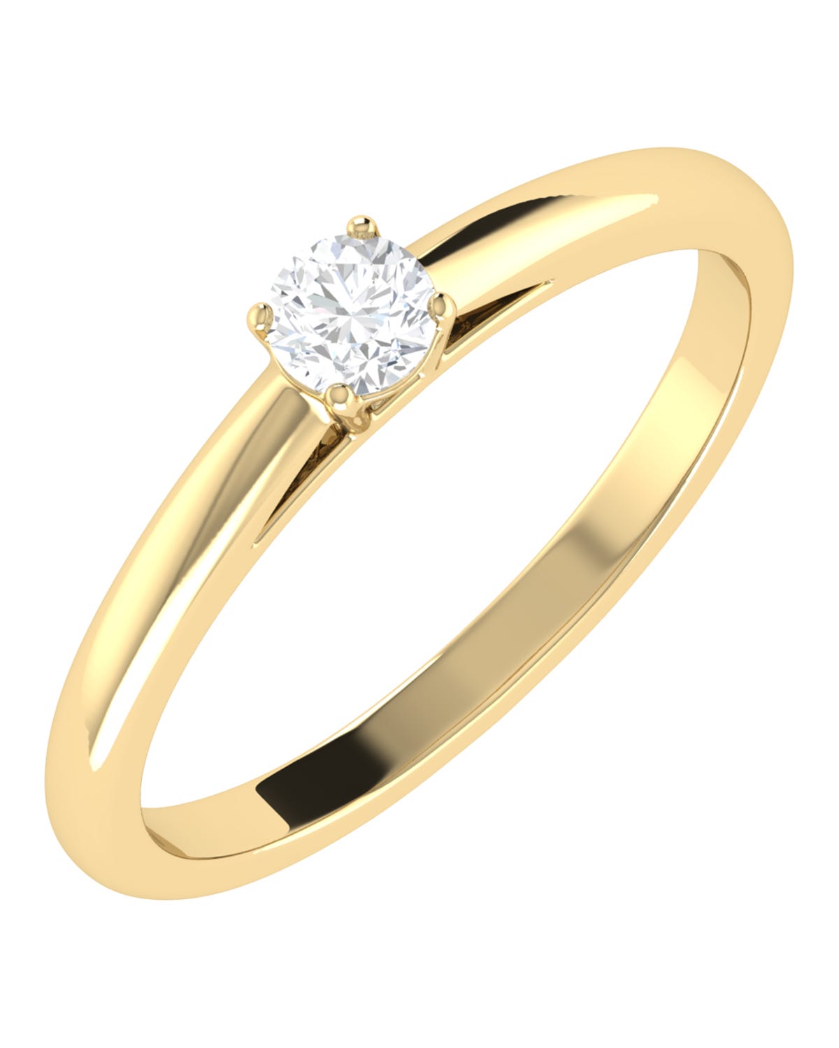 Solitario de compromiso en oro amarillo 14k con 20 puntos de diamante