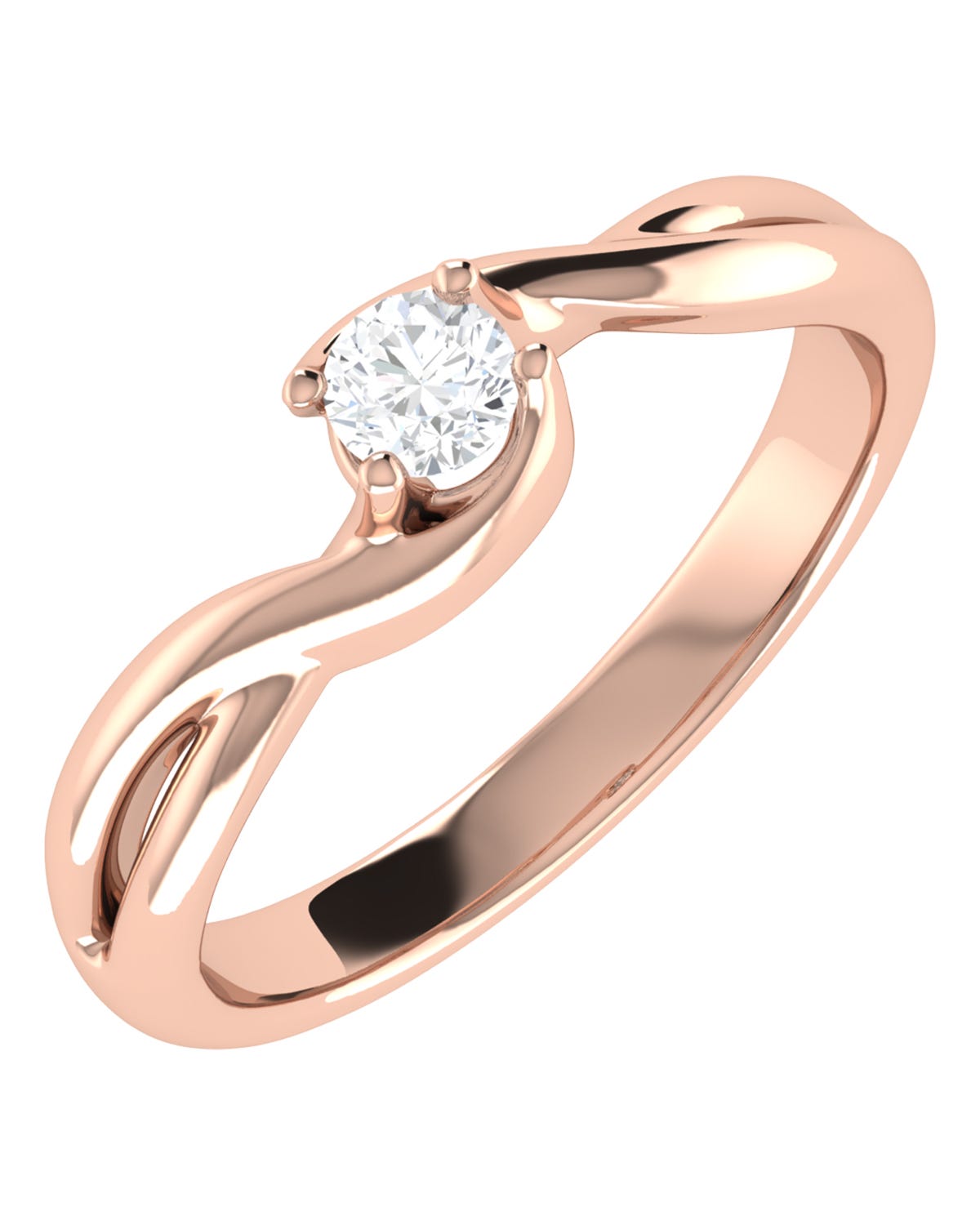 Solitario de compromiso en oro rosa 14k con 20 puntos de diamante