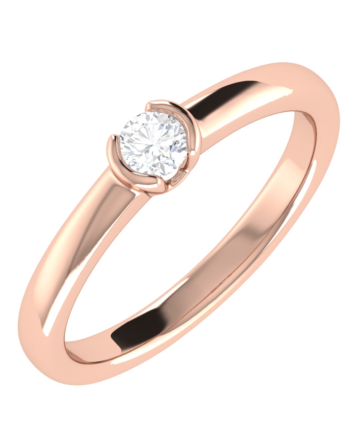Solitario de compromiso en oro rosa 14k con 20 puntos de diamante