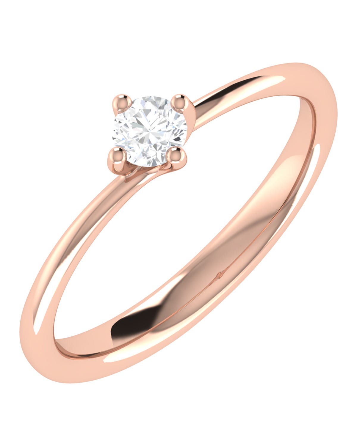 Solitario de compromiso en oro rosa 14k con 20 puntos de diamante
