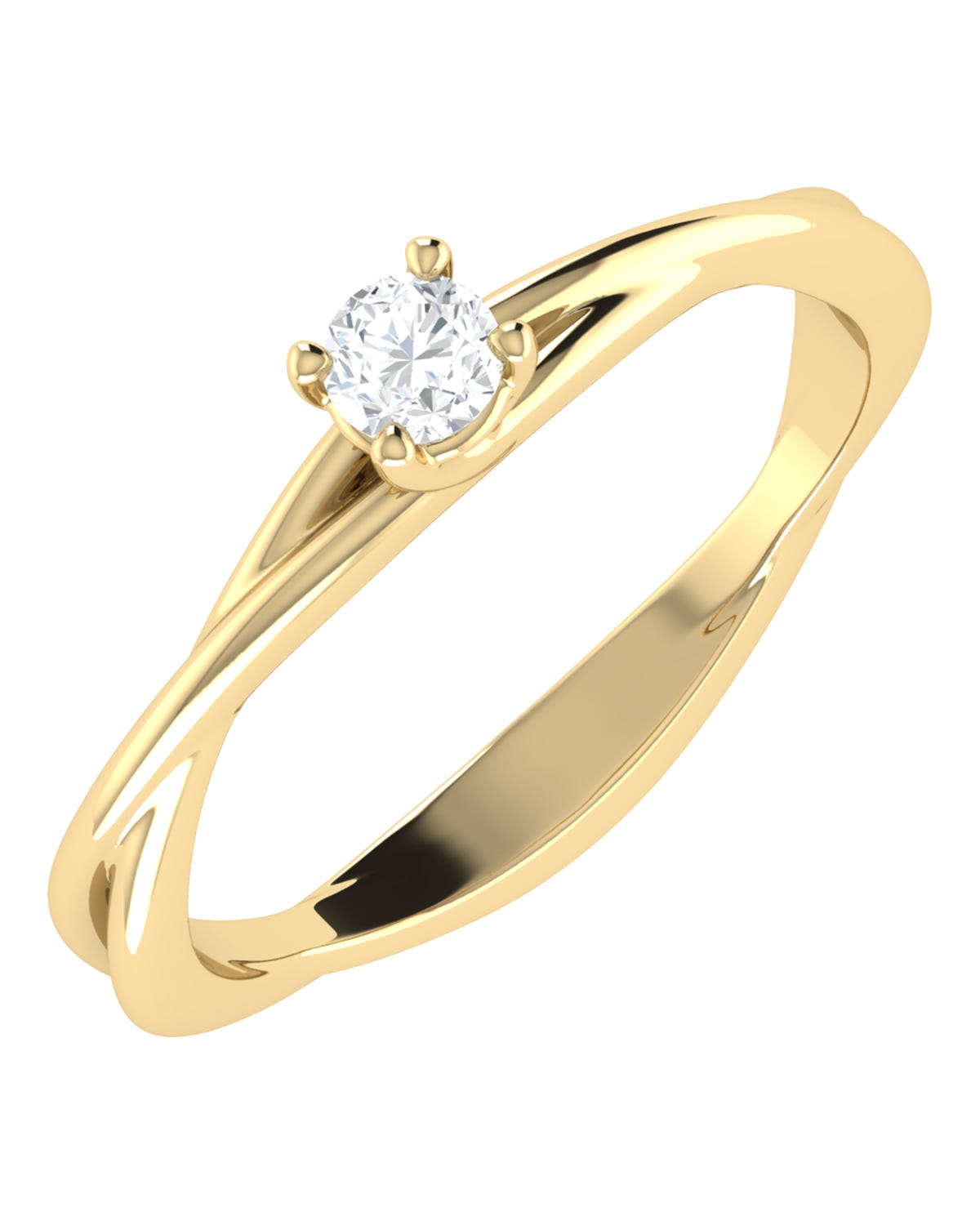Solitario de compromiso en oro amarillo 14k con 15 puntos de diamante