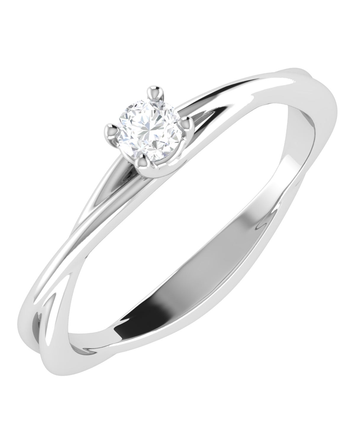 Solitario de compromiso en oro blanco 14k con 15 puntos de diamante