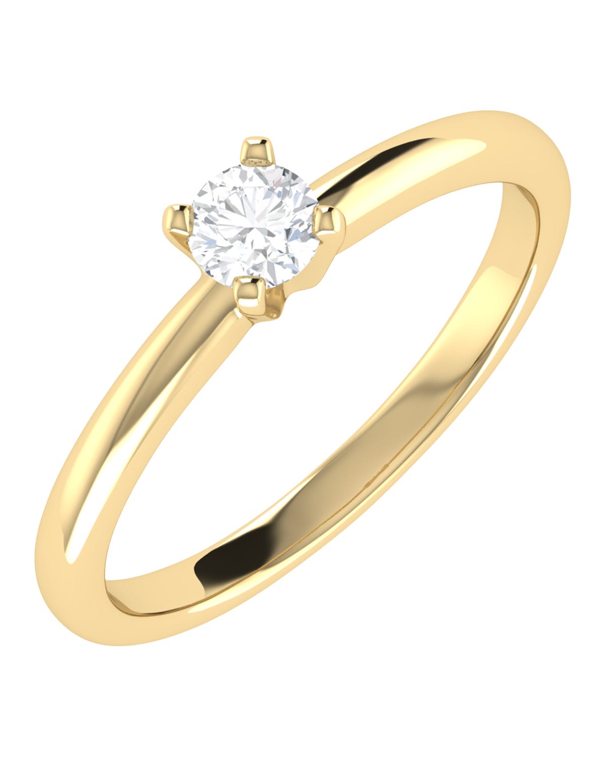 Solitario de compromiso en oro amarillo 14k con diamante brillante