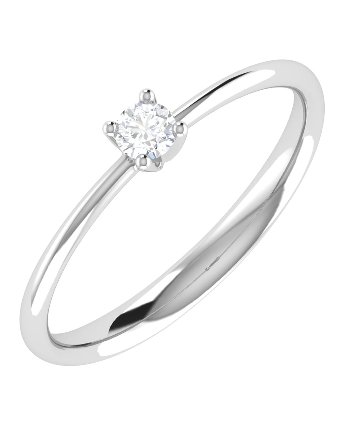 Solitario de compromiso en oro blanco 14k con 15 puntos de diamante
