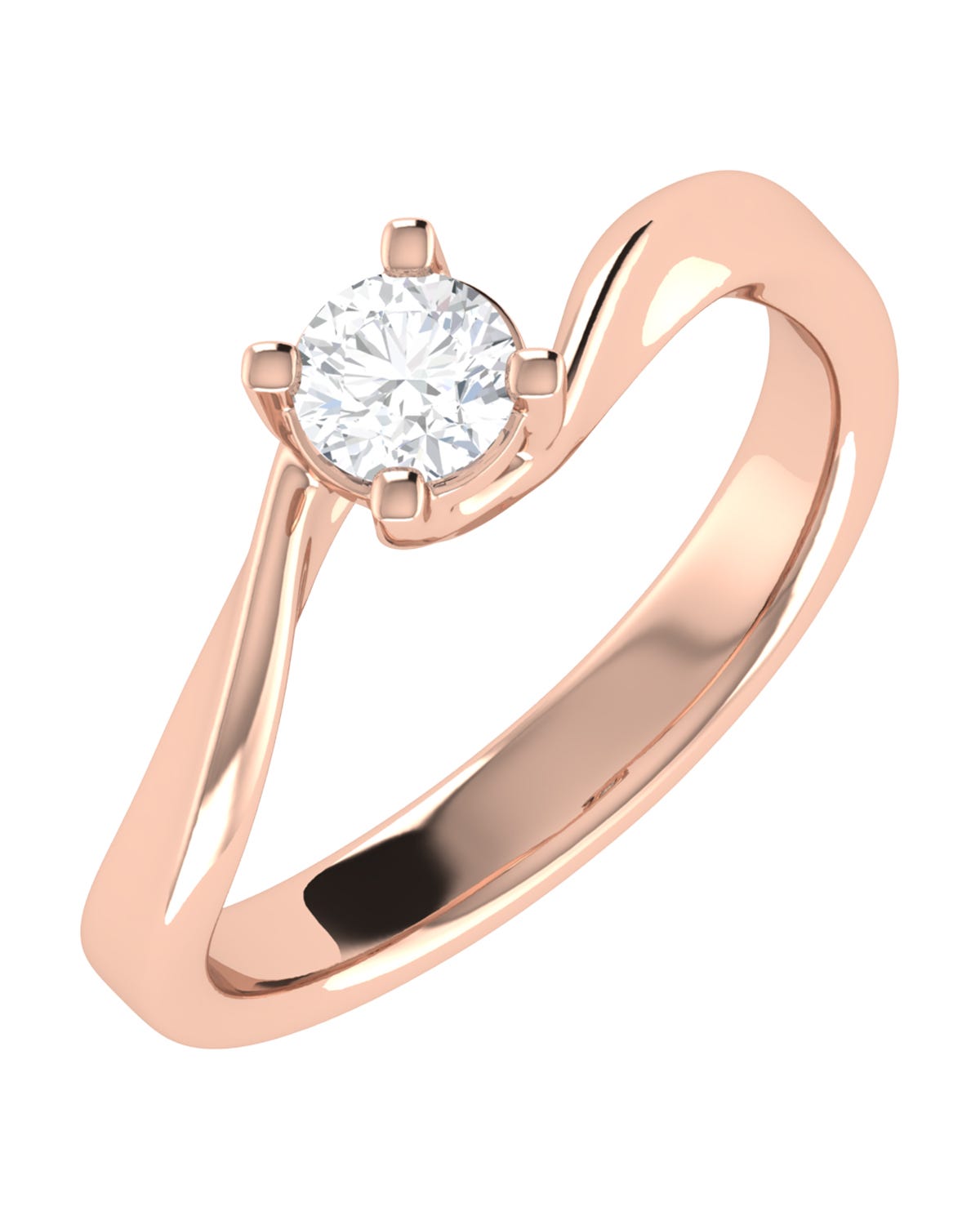 Solitario de compromiso en oro rosa 14k con 30 puntos de diamante