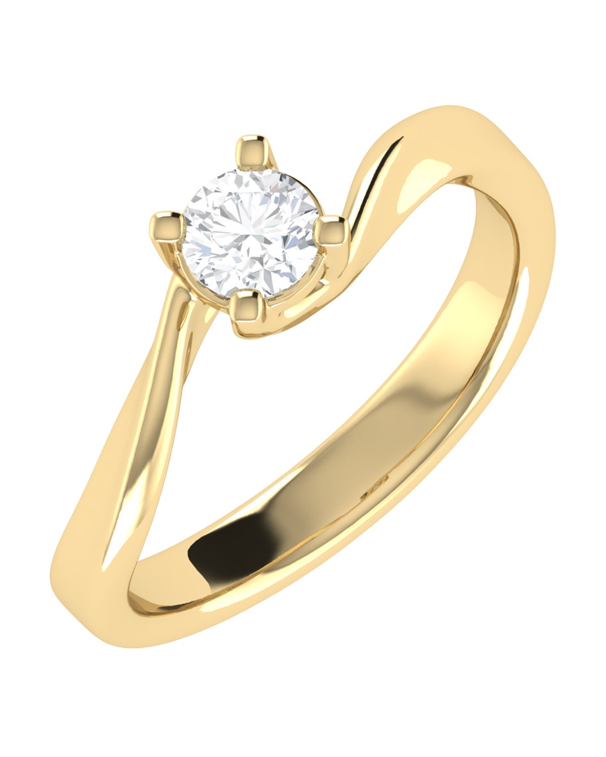 Solitario de compromiso en oro amarillo 14k con diamante brillante