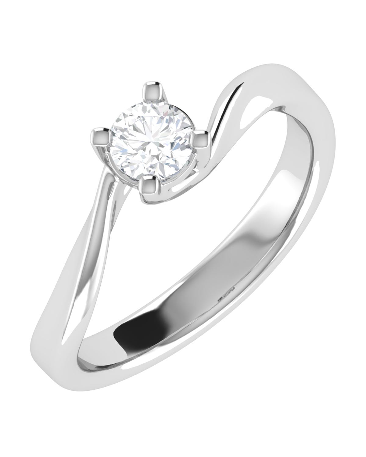 Solitario de compromiso en oro blanco 14k con diamante brillante