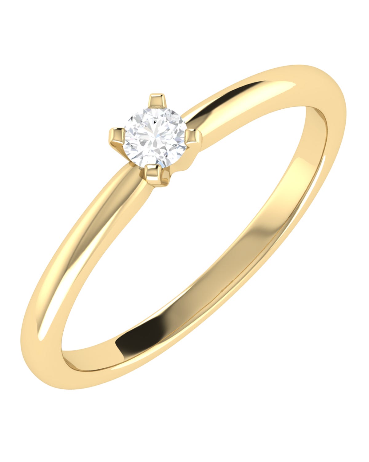 Solitario de compromiso en oro amarillo 14k con diamante brillante