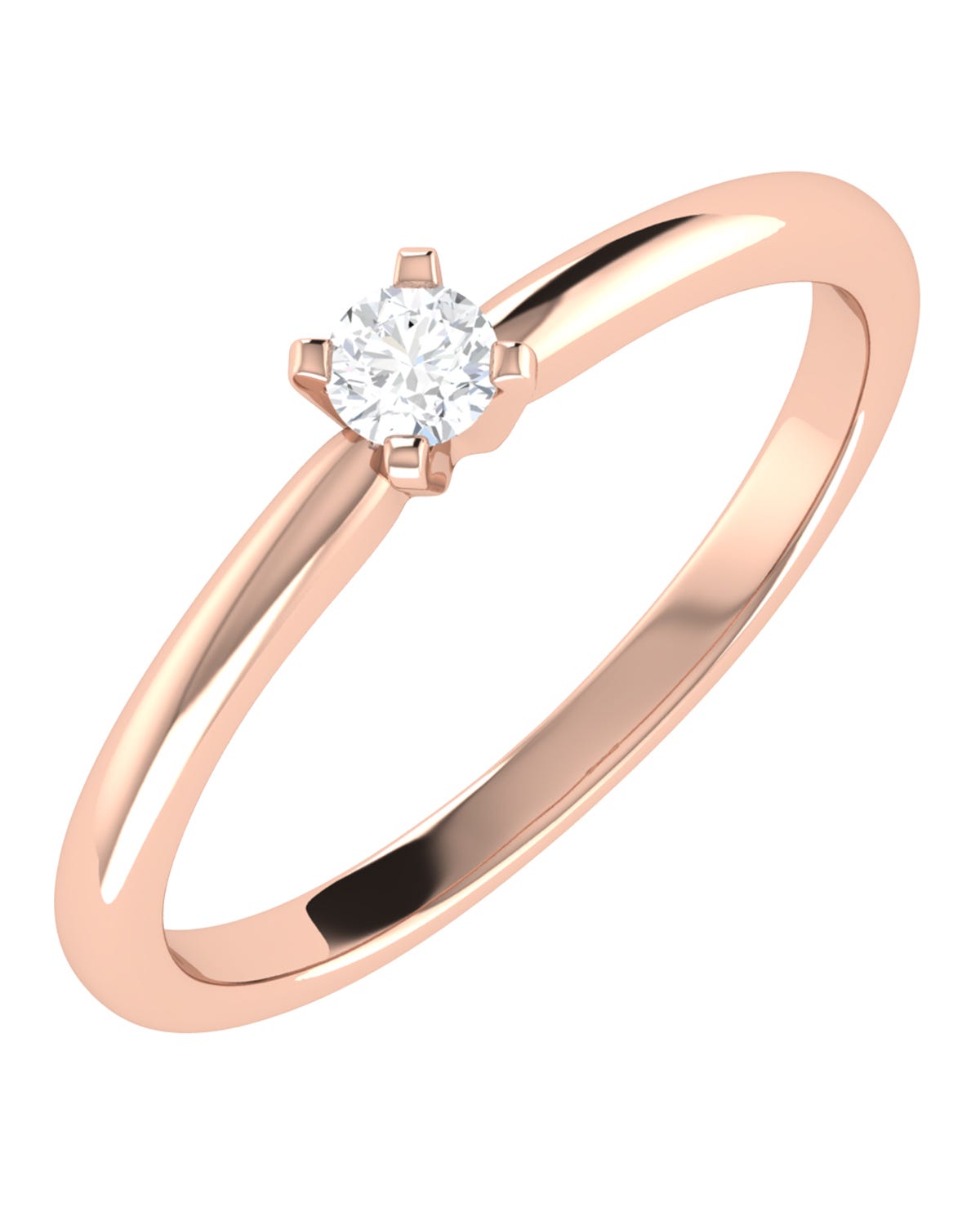 Solitario de compromiso en oro rosa 14k con diamante brillante