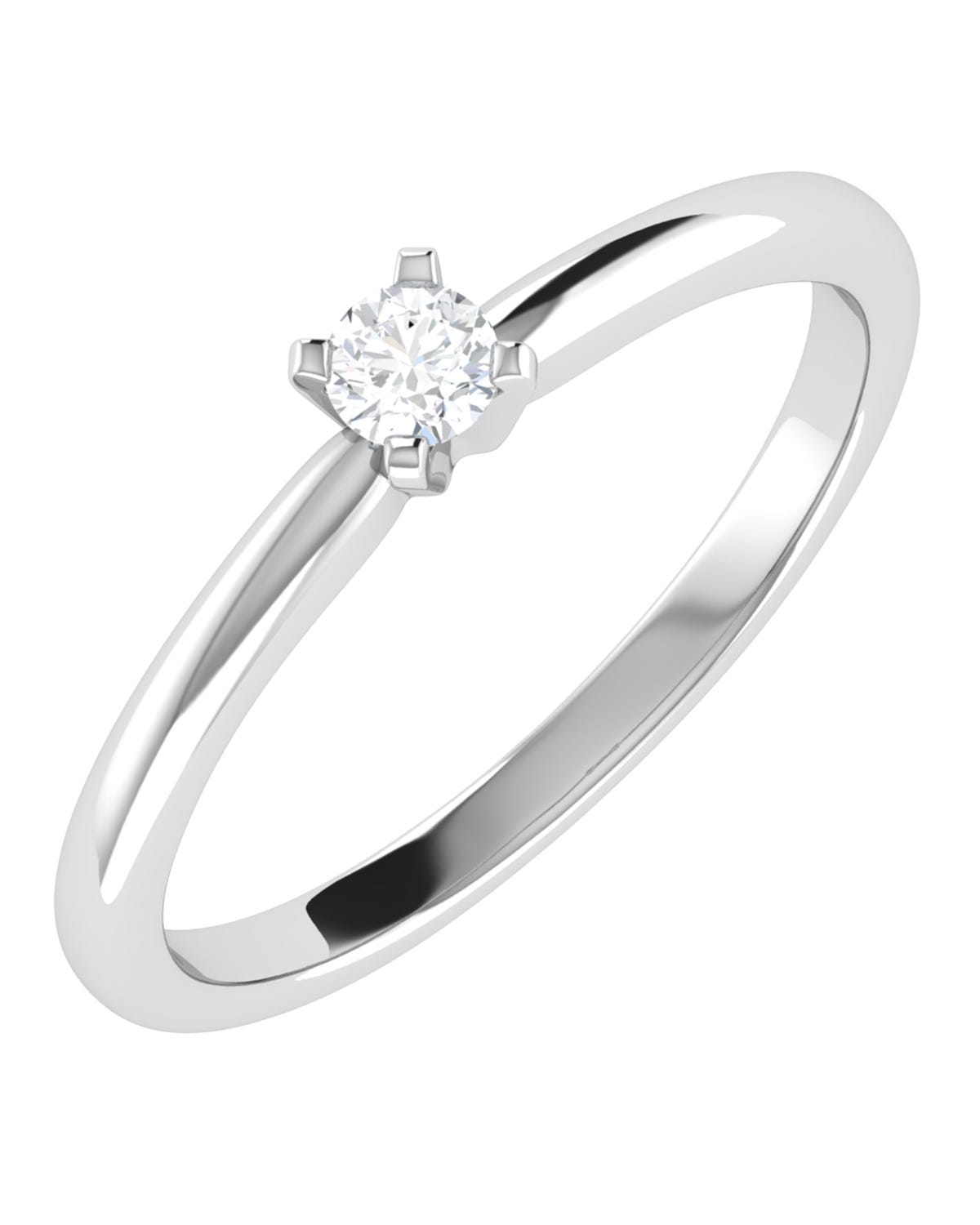 Solitario de compromiso en oro blanco 14k con 15 puntos de diamante