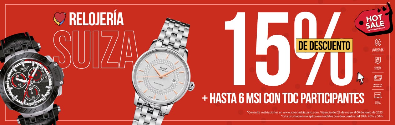 Encuentra la mejor selección de relojería suiza en Joyerías BIZZARRO. Marcas de renombre como Mido, Rado y Tissot disponibles. Diseños exclusivos y calidad excepcional. Descubre más ahora