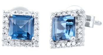 Aretes oro blanco con topacio