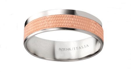 Argolla de oro rosa con blanco