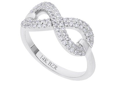 Anillo infinito de oro blanco