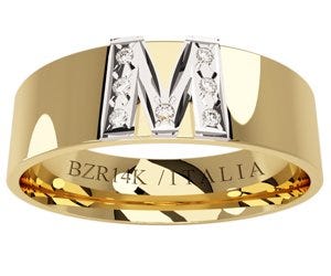 Argolla oro amarillo con inicial M