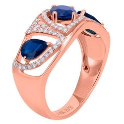 Anillo de oro rosa con zafiro