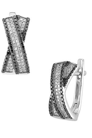 Aretes de oro blanco con diamantes negros