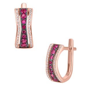 Aretes de oro rosa con diamantes
