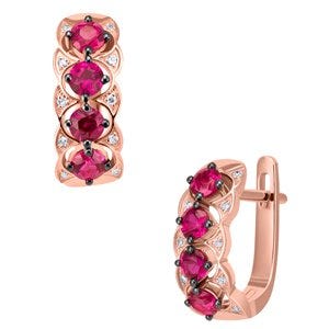 Aretes de oro rosa y diamantes
