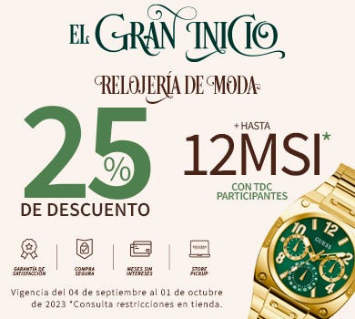 Relojes de moda con marcas como Guess, G-Shock, Casio, Bulova y más en promoción en Joyerías BIZZARRO