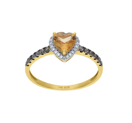 Anillo de oro con citrino