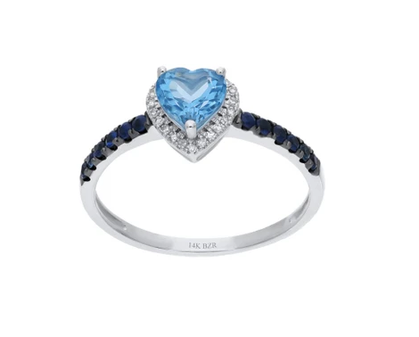 Anillo de oro blanco con zafiro