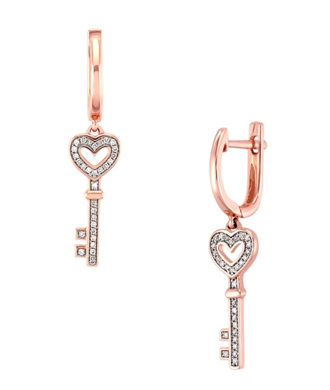 aretes llaves oro rosa