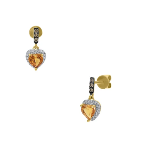 aretes cde oro amarillo con citrino